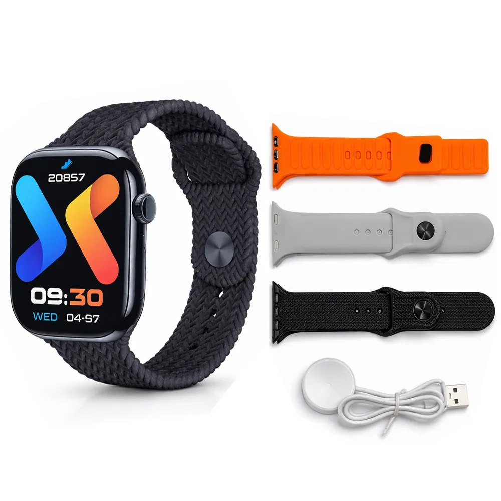 KEQIWEAR KW75 Max Smart Watch with Bluetooth Calling, Wireless Charging & 3 Premium Straps
